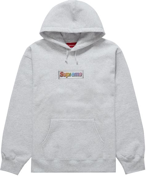 Supreme Bling Box Logo Hooded Sweatshirt Ash Grey Novelship