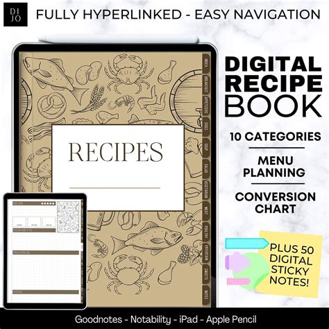 Digital Recipe Book Digital Cookbook Template Goodnotes Etsy