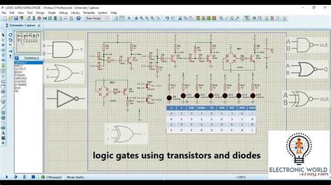 Basic Logic Gates Using Diodes And Transistor In Proteus Software Youtube