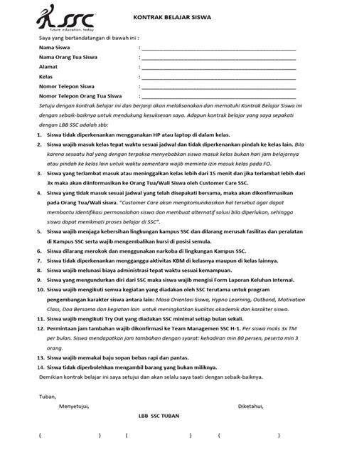 Kontrak Belajar Siswa Pdf