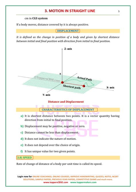 Cbse Class 11 Physics Notes Chapter 3 Motion In Straight Line Toppers Cbse Online Coaching