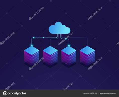 Sala Servidores Icono Almacenamiento Nube Centro Datos Concepto Base