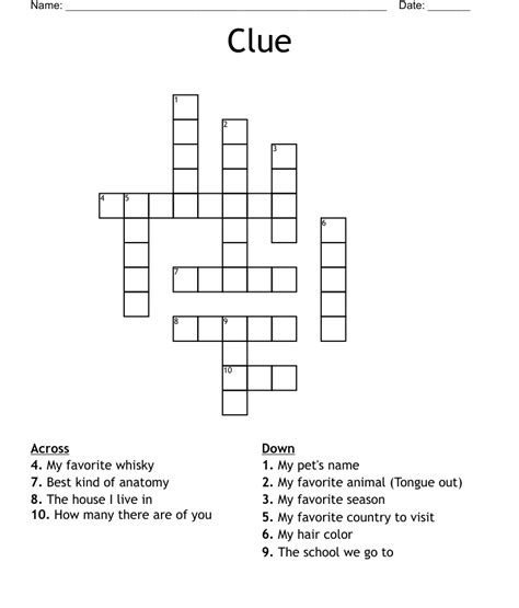 Clue Crossword - WordMint