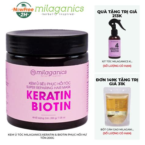 Kem Ủ Tóc Milaganics Keratin Biotin Phục Hồi Hư Tổn 200g Hasaki vn