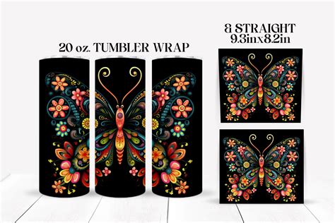 Floral Butterfly Tumbler Wrap Graphic By Cinnamon Lime Creative Fabrica