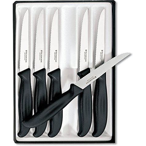 Victorinox Steak Knife Set Pointed Tip Wavy Edge Poly Handles 6pk