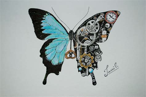 Steampunk Art Drawing Mariposa Mecánica Butterfly Steampunk Tattoo