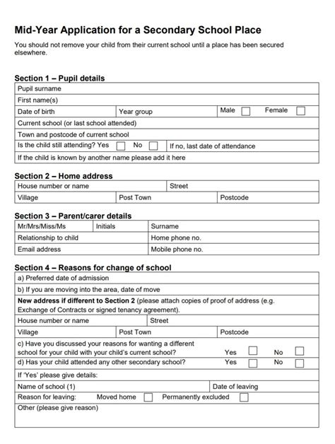 Free School Admission Forms Free Word Templates