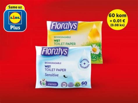 Vlažni biorazgradivi toaletni papir Floralys 1 pak Lidl Akcija