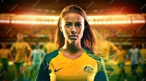 Premium Photo | Young woman soccer player wearing in colors vivid ...