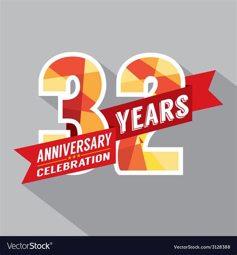 32nd Years Anniversary Celebration Design Vector Image