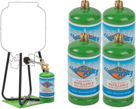 Flame King Refillable 1lb Empty Propane Cylinder Tank With Refill Kit And Cga600