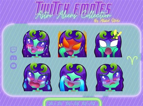 Emotes Aries Astro Zodiac Alien Pack Twitch Stream Discord Etsy