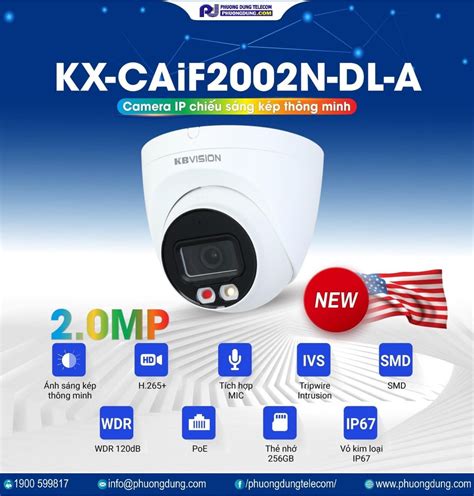 KX CAiF2002N DL A Camera KBVISION IP Full Color Ánh sáng kép thông minh