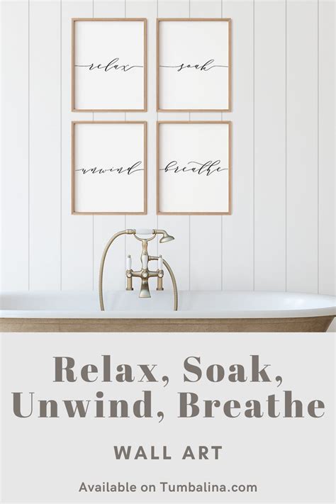 Relax Soak Unwind Breathe Wall Art Bathroom D Cor Set Of X