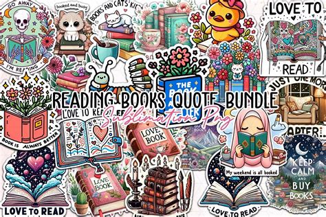 Reading Books Quote Clipart Png Bundle Bundle · Creative Fabrica