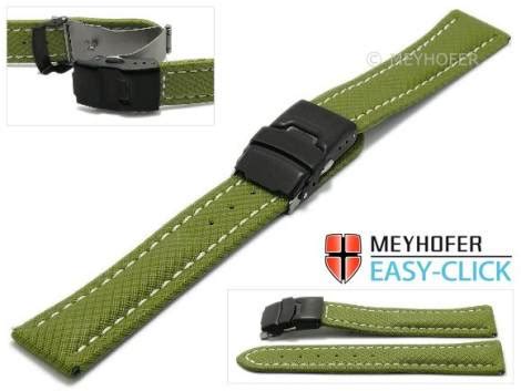 Watch Strap Meyhofer Easy Click Huron Mm Olive Green Textile Look