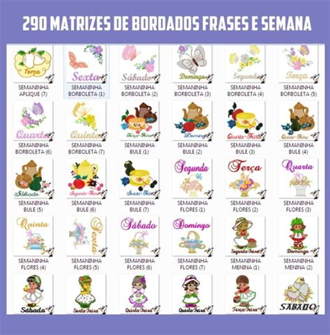 Kit Matrizes De Bordados Frases Semana 290 Matrizes Em Pes Elo7