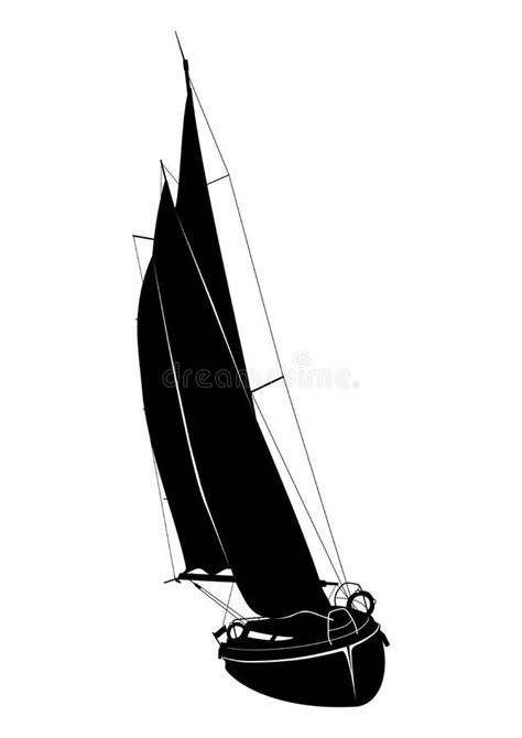 Vector Silhouette Of Sailing Boat Stock Vector Illustration Of Sport