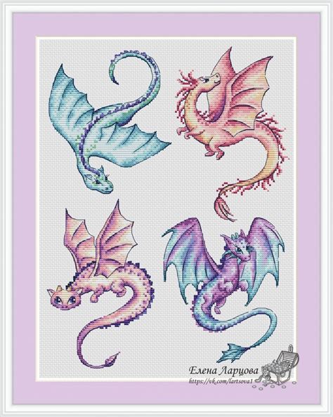 Cute Dragons Cross Stitch Pattern Code EL 262 Elena Lartsova Buy