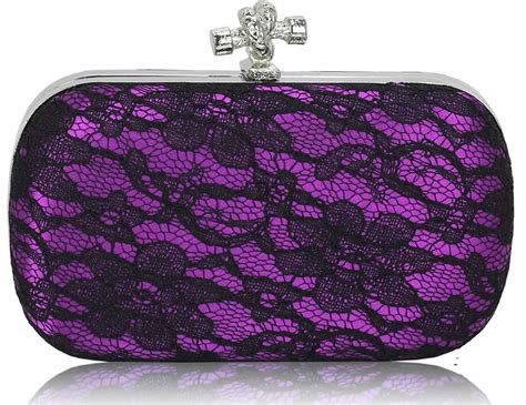 Wholesale Classy Purple Ladies Lace Evening Clutch Bag