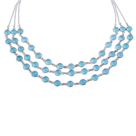 UNICEF Market Chalcedony And Sterling Silver Link Necklace From India