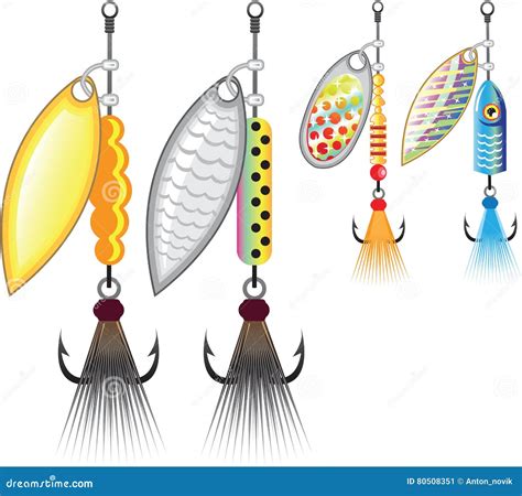 Set Of Spinners Fishing Lures Vector Illustration Stock Vector