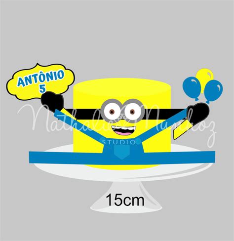 Topo de Bolo Minion Chapéu Arquivo de Corte Elo7