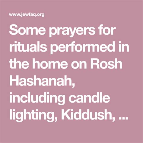 Some Prayers For Rituals Performed In The Home On Rosh Hashanah