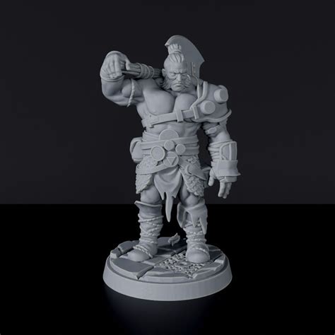 Half Orc Male Barbarian Warrior With Axe Fantasy Miniatures Rpg