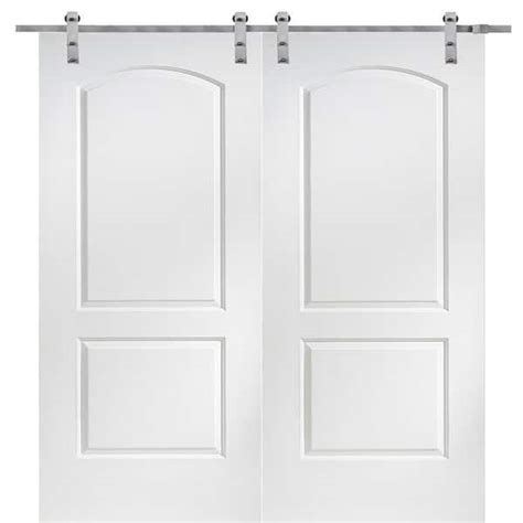 Mmi Door 64 In X 80 In Primed Molded Mdf Caiman Sliding Barn Door With Hardware Kit Z0364347