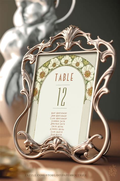 Table Numbers Vintage Art Nouveau Wedding Zazzle Art Nouveau