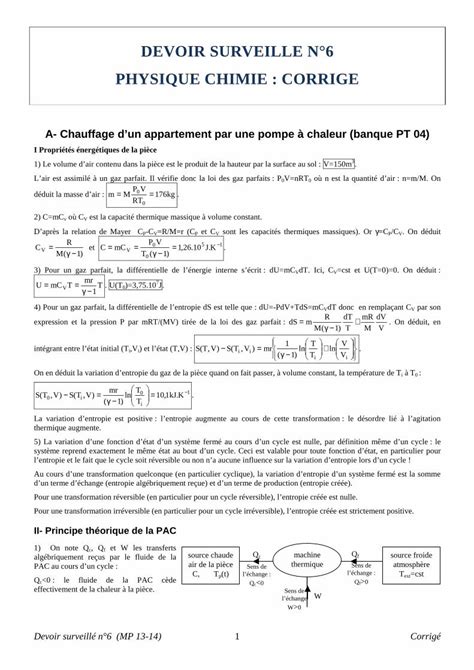 PDF DEVOIR SURVEILLE N6 PHYSIQUE CHIMIE Marie Lebrun30 Free Fr