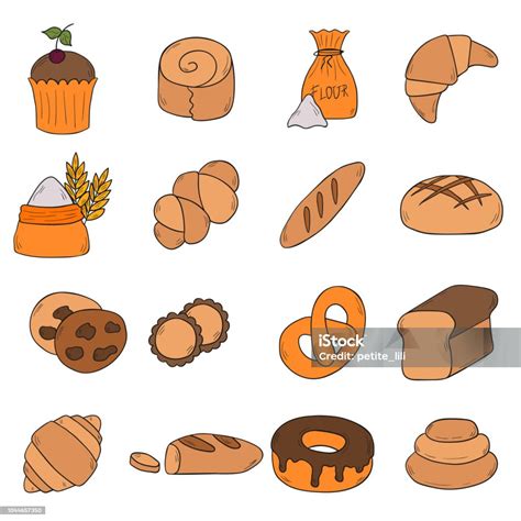 Ilustración De Vector De Dibujos Animados Panadería Pastelería Y Más