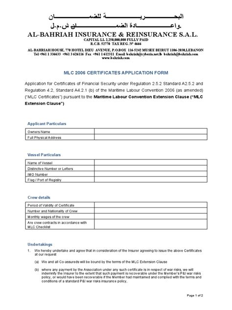 Mlc Certificate Application Pdf