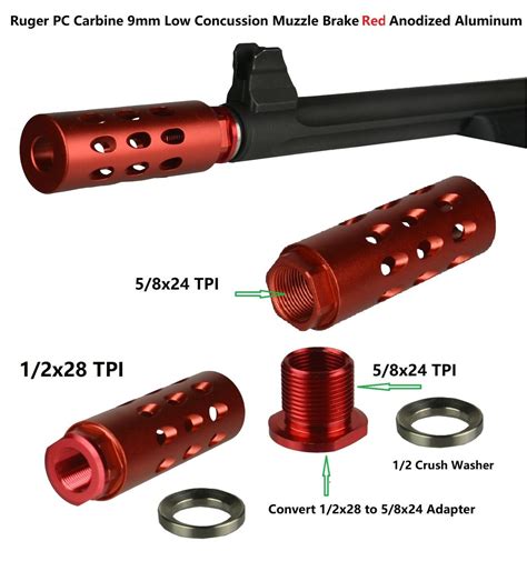 Ruger Pc Carbine 9 Mm Low Concussion Muzzle Brake Anodized Red For 9mm Ebay