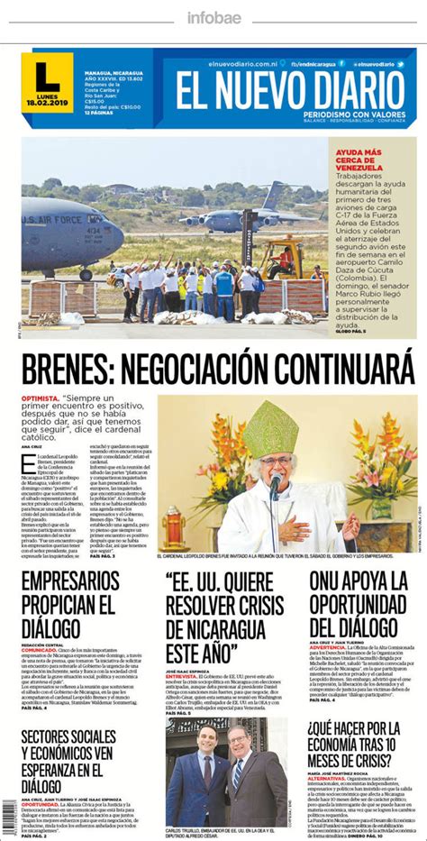 El Nuevo Diario Nicaragua 18 De Febrero De 2019 Infobae