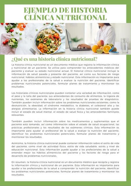 Ejemplo de historia clínica nutricional Amantes de la Nutrición uDocz