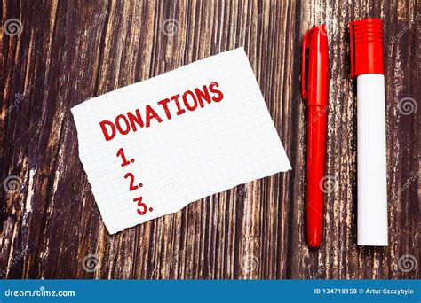 Handwriting Text Donations Concept Meaning Something That Is Given To