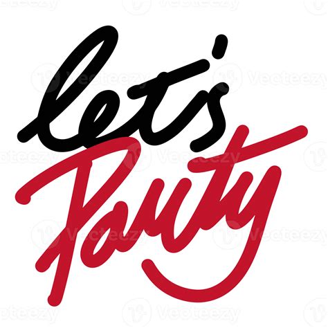 Lets Party Word Text Illustration Hand Drawn For Sticker And Design