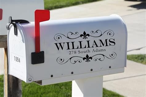 Fleur De Lis Vinyl Mailbox Decal With Personalized Name And