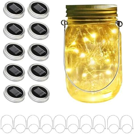 Solar Mason Jar Lights 3 Pack 30 LED Starry Fairy String Solar Garden