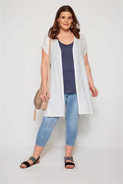 White Short Sleeve Cardigan Plus Sizes 16 To 36 Yours Clothing