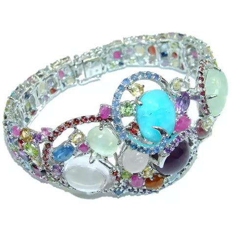 Magical Power Authentic Multigem 925 Sterling Silver Handmade Bracelet