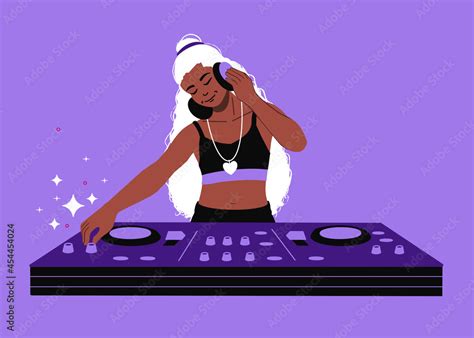 Dj With Mixer Live Show Female Dj Mixing Music Club Party Audio Mixer