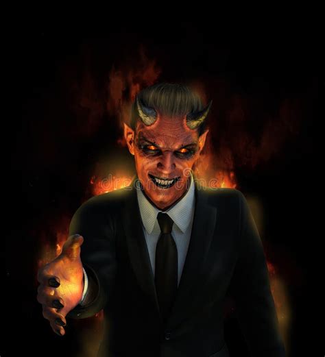 O Diabo Está Oferecendo Um Inferno De Muito No Branco Ilustração Stock