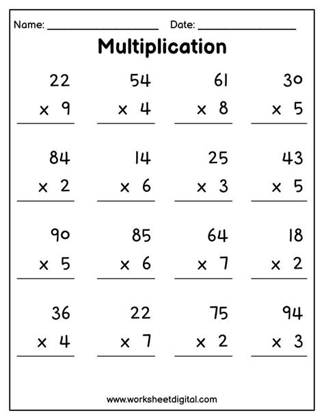 Printable Multiplication Worksheets Multiplying Worksheets 2 Digit By