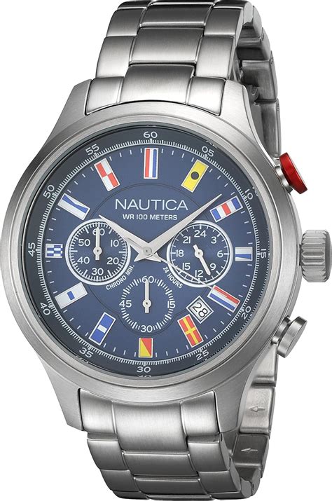 Nautica Orologio Cronografo Quarzo Uomo Con Cinturino In Acciaio Inox