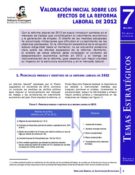 Pdf Valoración Inicial Sobre Los Efectos De La Reforma Laboral De 2012 Dirección General De