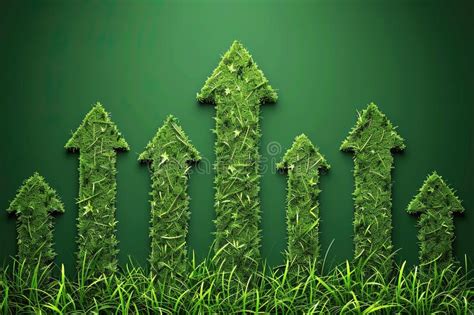 Upward Pointing Arrows Made Of Green Grass Generative Ai Stock